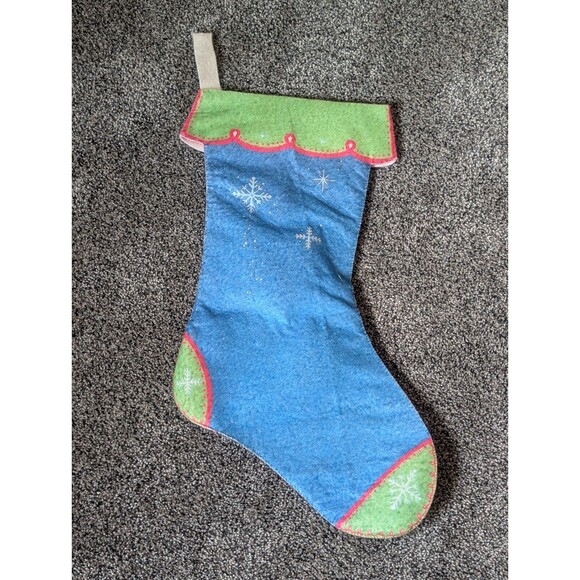 Vintage Puffy Felt Sequin Hand Made Christmas Stocking Candle Ornament 18.5"L - Picture 6 of 6